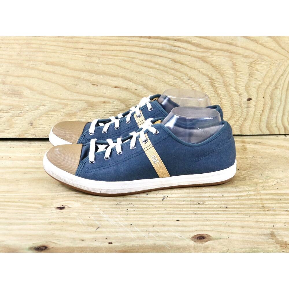 Caterpillar Mens Shoes 10 Wide Blue Canvas Checklist Sneakers